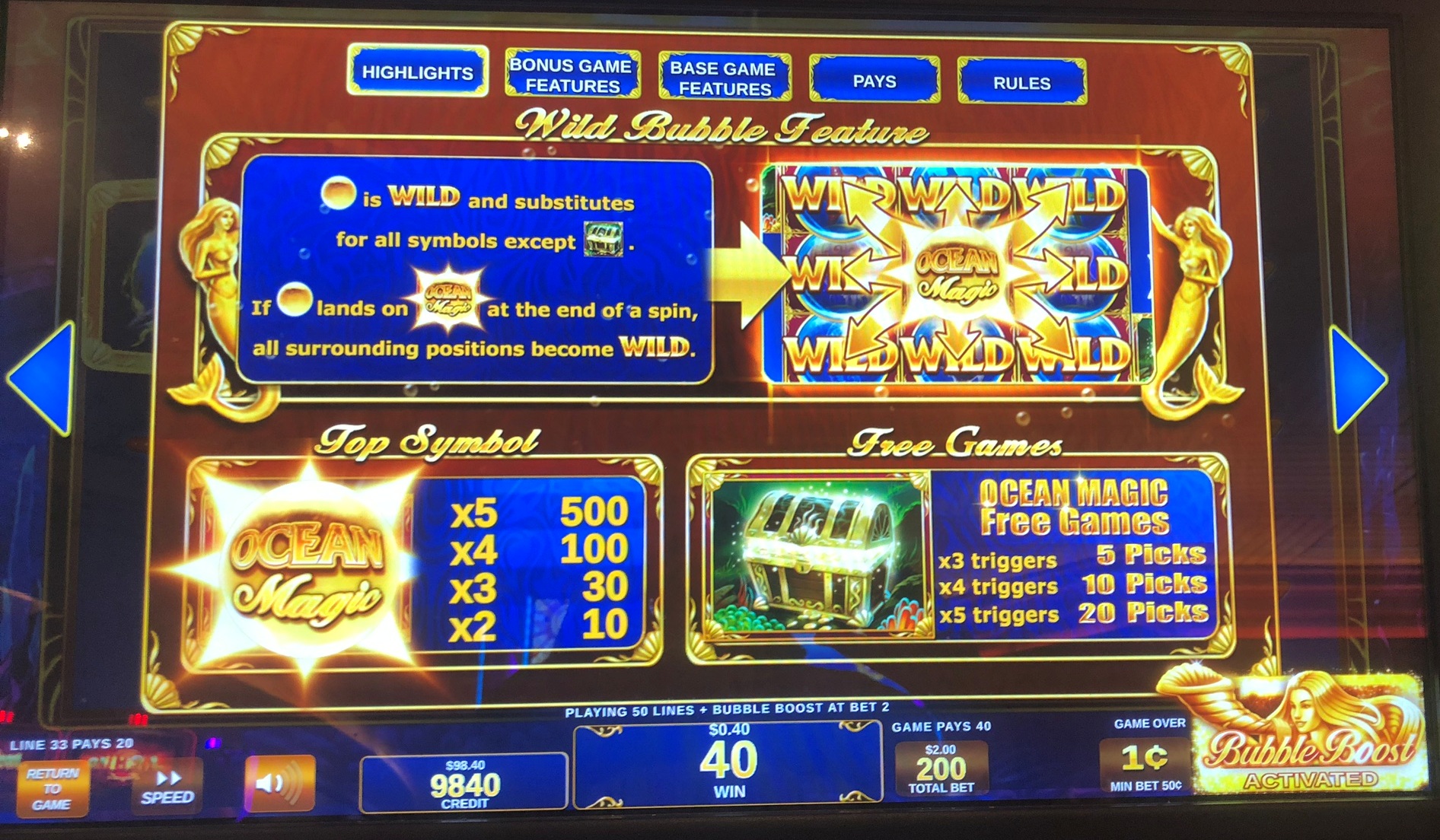 Ocean magic slot machine big win